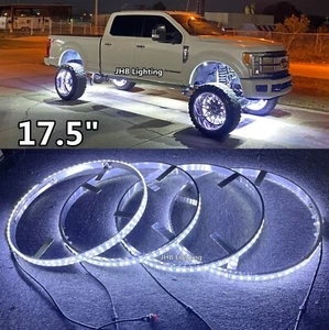 17.5" IP68 Bright PURE WHITE Switch+Remote Strobe LED Truck Wheel Rim Lights Set - Picture 1 of 13