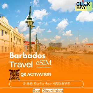 [eSIM] Barbados Travel e-SIM haute vitesse 4G/5G 2 Go de données pendant 15 jours (données uniquement) - Photo 1 sur 7
