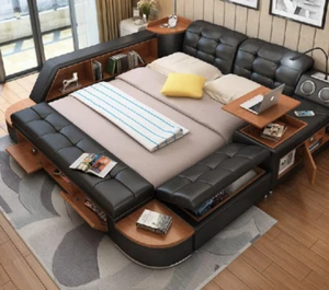 Multifunktion Bett Betten Ehebett Doppelbett Polsterbett Schlafzimmer Lederbett - Bild 1 von 7