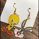 Looney Tunes Inspired Tweety Bird Bugs Bunny Dangle Hook Earrings Gift