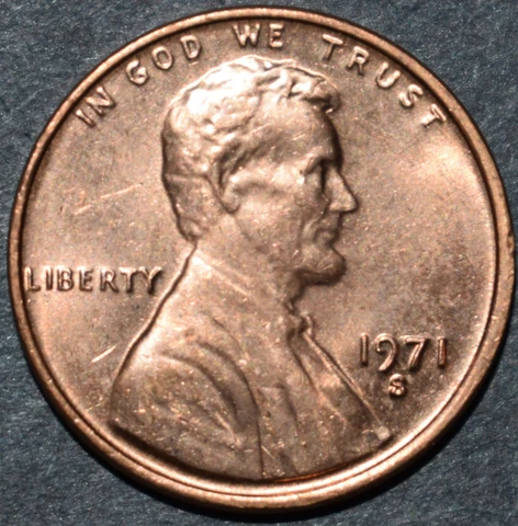 1971 S Lincoln Memorial Penny Brilliant Uncirculated (BU) Cover