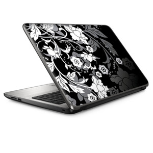 Laptop Skin Wrap Universal for 13 inch - Black Floral Pattern