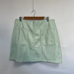 Anthropologie Maeve Faux Leather Mini Skirt. Mint Green. XL. - Picture 1 of 5