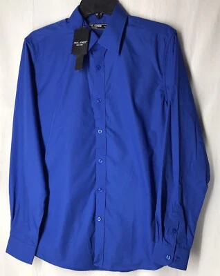 PAUL JONES Casual Button Up Shirt Mens Size S Blue Long Sleeve Dress Shirt NWT - Image 1 of 4