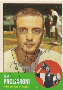 1963 Topps #159 JIM PAGLIARONI AUTOGRAPHED Pittsburgh Pirates - Picture 1 of 2