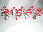 Vintage Snowmen 8 Napkin Rings Wood Kitsch Christmas Winter Holiday Decor