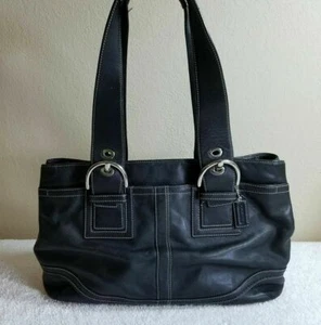 COACH Soho Black Leather Large Business Shoulder Tote Rt. $428 - Picture 1 of 10