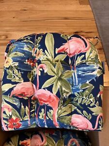 Pillow Perfect Outdoor/Indoor Flamingoing Lagoon Reversible Chair Pads Set Of 2
