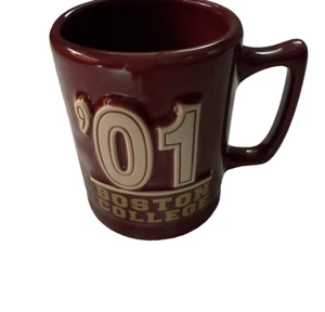 2001 Boston College 4.5" Deep 3 3/4" Diam Cup Mug Dark Red Burgundy Ivory Gold - Picture 1 of 5
