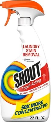 Shout Active Enzyme Laundry Stain Remover Spray, Triple-Acting Formula Clings