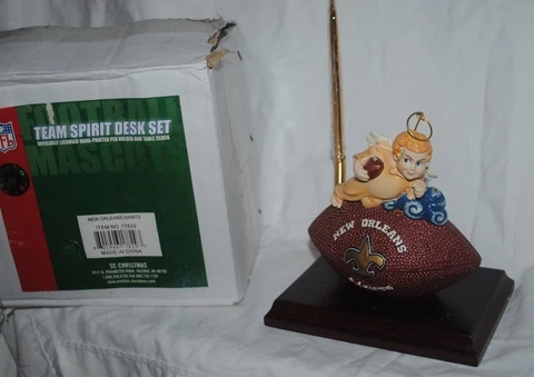 New Orleans Saints Christmas Team Spirit Desk Set, angel, clock, football MIB Cover