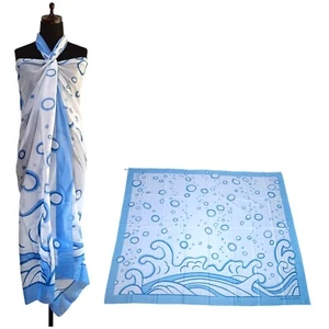 Hermes Sea Waves Motivo Algodón 100% Paleo Bufanda Chal Azul - Imagen 1 de 13