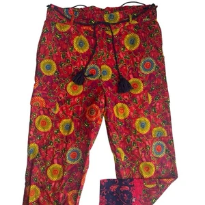 Sundance Vibrant Reef Boho Floral Tassel Pants Size Medium Colorful Beach Artsy - Picture 1 of 8
