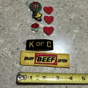 Lot of Vintage Cloth Patches- Enjoy Beef Often, K of C, Others - Picture 1 of 9