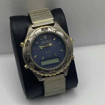 Reloj de cuarzo Philip Persio 39 mm titanio universal funcionando esfera azul analógico digital Foto 1 de 4