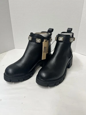 Steve Madden Chelsea Botines Plataforma Mujer 8 Negro Estrás Cadena Taco NUEVO Foto 1 de 4