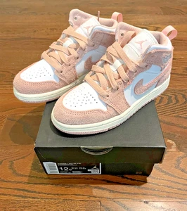 Nike Air Jordan 1 Mid SE Shoes White Legend Pink Little Kids Size 12C FN7493-161 - Picture 1 of 4