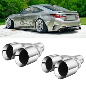 2X 2.5" Inlet 3.5" Outlet 9.5" Dual Wall Slant Exhaust Tip For Lexus RC350 IS250 - Picture 1 of 17