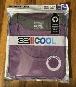 32 Grad cooles T-Shirt Damen Large lila/grau Rundhalsausschnitt Kurzarm 2 Stück - Bild 1 von 3