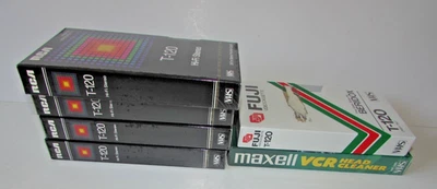 Лот T-120 пустые видеокассеты стерео VHS RCA Fuji и Maxwell очистка видеомагнитофона - Изображение 1 из 2