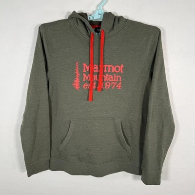 Sudadera con Capucha Marmot Para Hombre Grande Verde Rojo Pullover Exterior Caminata Polar Bolsillo Foto 1 de 4