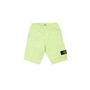 (Kids) Stone Island 61840 Cotton Fleece Garment Dyed Bermuda Cargo Shorts Pistac - Picture 1 of 4