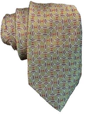 Corbata tejida Donna Karan Signature dorada blanca púrpura bronce seda italiana 60” otoño Foto 1 de 4