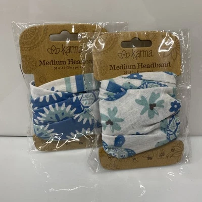 2X Karma Turtle Headband Fabric Hair Scarf White Blue Size Medium - Image 1 of 3