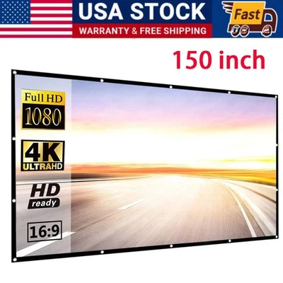 Projector Screen Manual Pull Down HD Screen 16:9 4K 150" Projection Screen - Image 1 of 4