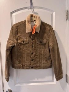 Deus Ex Machina Cord Corduroy Trucker Jacket Fleece Lined Women’s Sz 10 NWT - Picture 1 of 9