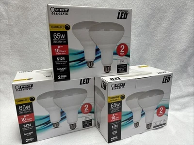 3 - 2 Pack Feit Electric 65W Equivalent BR40 Dimmable LED 5000K Light Bulb New - Image 1 of 4