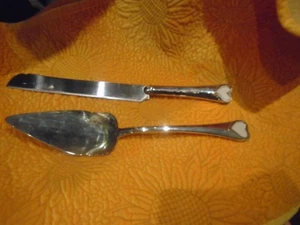 Vintage Lenox VERSILBERT Kuchen Servier Set Design VERSPRECHEN - langes Messer & Servierer - Bild 1 von 2