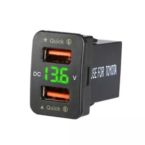 Caricabatterie rapido 36 W auto QC3.0 12 V doppia presa telefono display tensione per Toyota - Foto 1 di 18