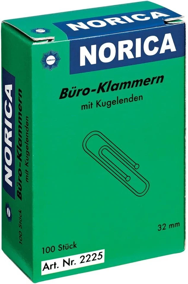 100 ALCO-Albert 2225 - Briefklammern NORICA mit Kugelenden, 32 mm