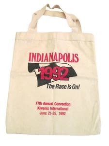 Vintage Indianapolis 1992 The Race Is On Canvas Beuteltasche Tasche 13x15" NEU alter Bestand - Bild 1 von 7
