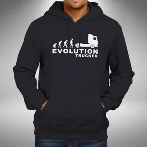 Trucker Evolution Adult Hoodie Funny Truck Driver Heavy Goods Lorry Wagon - Picture 1 of 5