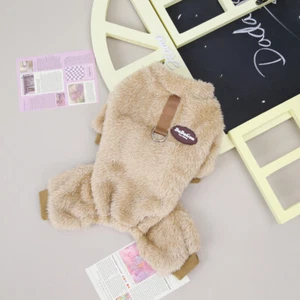 Small Pet Dog Jumpsuit Pajamas Warm Plush Cute Clothes Puppy Cat Coat Homewear ↷ - Picture 1 of 15