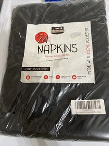 Utopia Home Pack of 24 100% Polyester Napkins 17x17 Inches Dinner Black New - Picture 1 of 2
