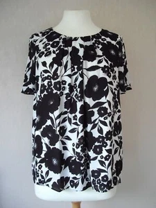 M&Co - size 10 12 - Black/ White floral print ladies TOP/TUNIC - BNWoT - Picture 1 of 8