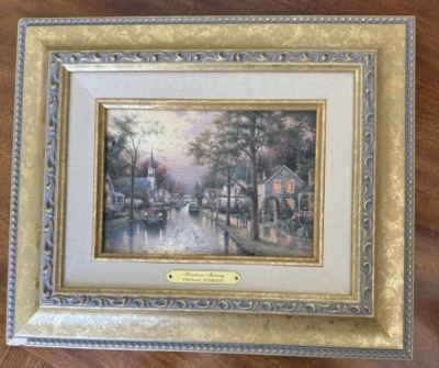 THOMAS KINKADE "HOMETOWN MORNING" FRAMED ARTWORK - Image 1 of 4