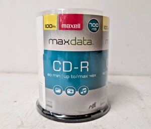 Maxell Maxdata CD-R Recordable Media, 100 Pack Spindle, 80 min up to 48X, 700 MB - Picture 1 of 8