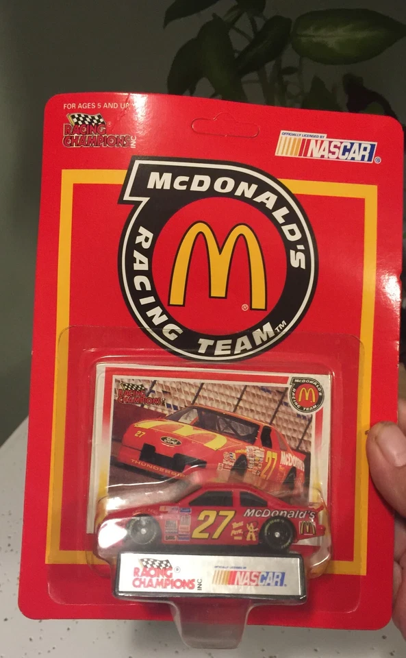 Racing Champions # 27 Hut Stricklin McDonald's 1993 Ford T- Bird Card & Car 1 64