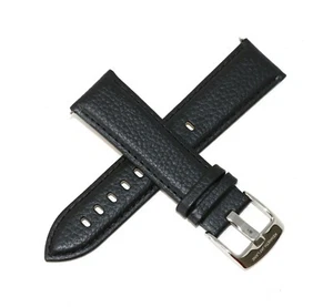 Kenneth Jay Lane 22MM Genuine Leather Watch Strap 8" BLACK w/ Stainless Buckle - Picture 1 of 5