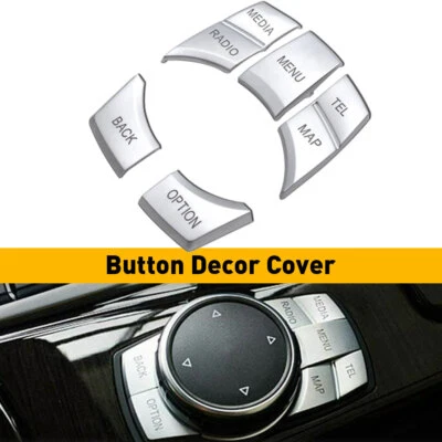 Tampa decorativa botão multi mídia cromada iDrive acabamento para BMW 1 3 4 5 6 X1 X3 X5 X6 - Imagem 1 de 4