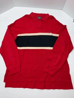 Подлинный винтажный Polo Sport Ralph Lauren красный черный вязаный воротник футболка мужской размер XL * - Изображение 1 из 4