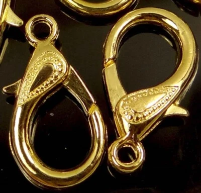 31x17mm X-Large Gold Plated Pewter Lobster Claw Clasps (4)  - Image 1 of 3