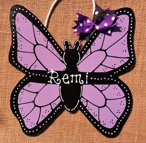 Personalize BUTTERFLY Room Door SIGN Wall Hanger Bedroom Plaque Girls Name Decor - Picture 1 of 1