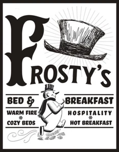 Letrero de lata metálica clásico retro retro de metal de Frosty's Inn Navidad Santa Santa Invierno EE. UU. - Imagen 1 de 4