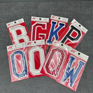 Joy Iron On Embroidery Letters 3" Varsity Iron-On Appliqué Patches You Choose - Picture 1 of 31