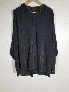 CLUBBING Metallic Sheer See-Through Shiny Muscle Shirt Men XL Black Gold - Picture 1 of 8